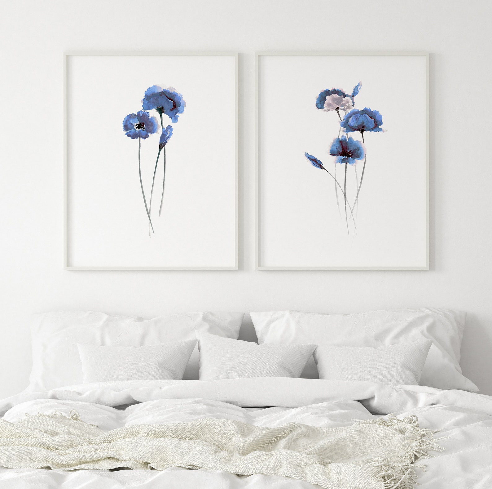 Poppy Art Print Poppy Print Wall Art Blue Poppy Flower - Etsy