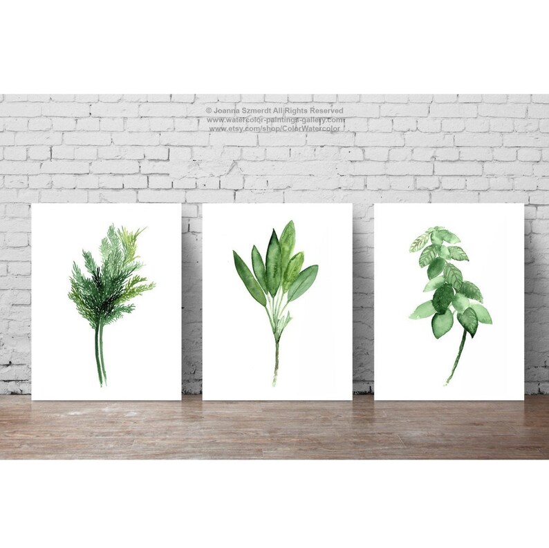 Herbs Wall Art Herbs Art Print Set of 3 Herb Prints Food Etsy