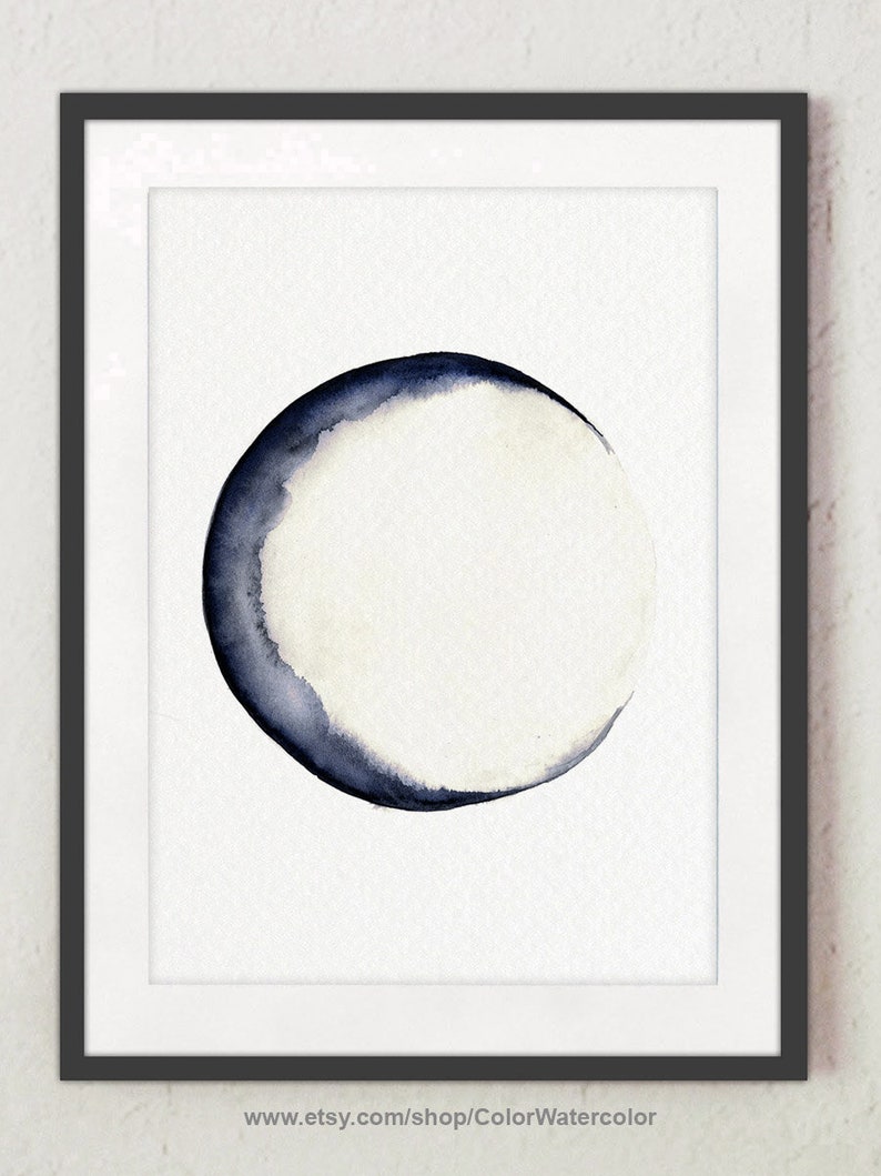 Moon Phase Art Small Moon Wall Art Moon Phase Decor Navy Etsy