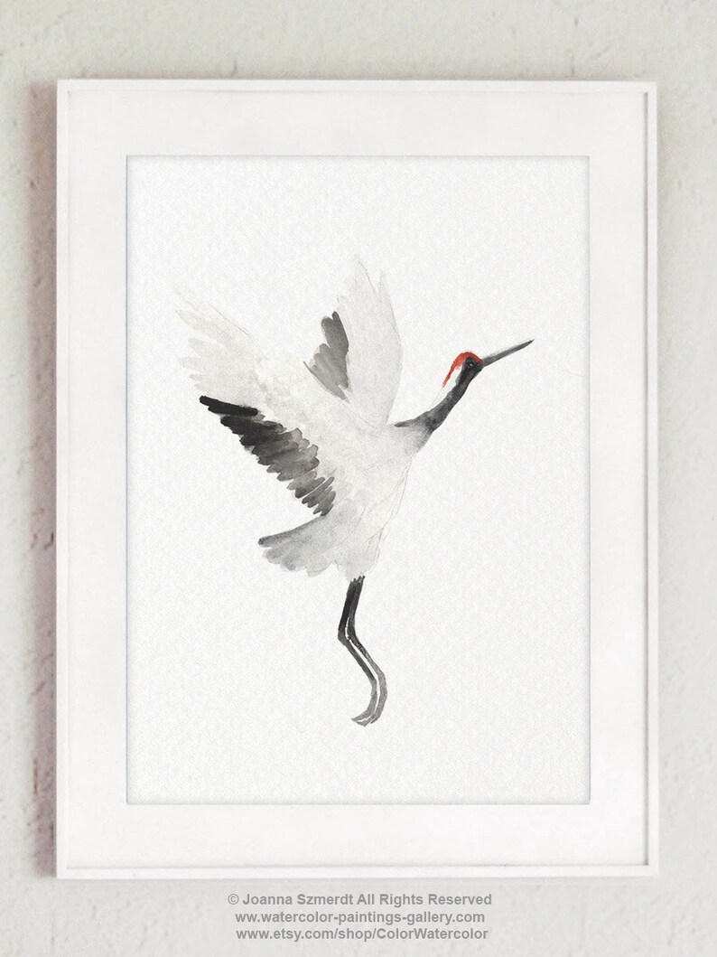 Crane Bird Wall Decor Crane Home Decor Heron Art Print Etsy