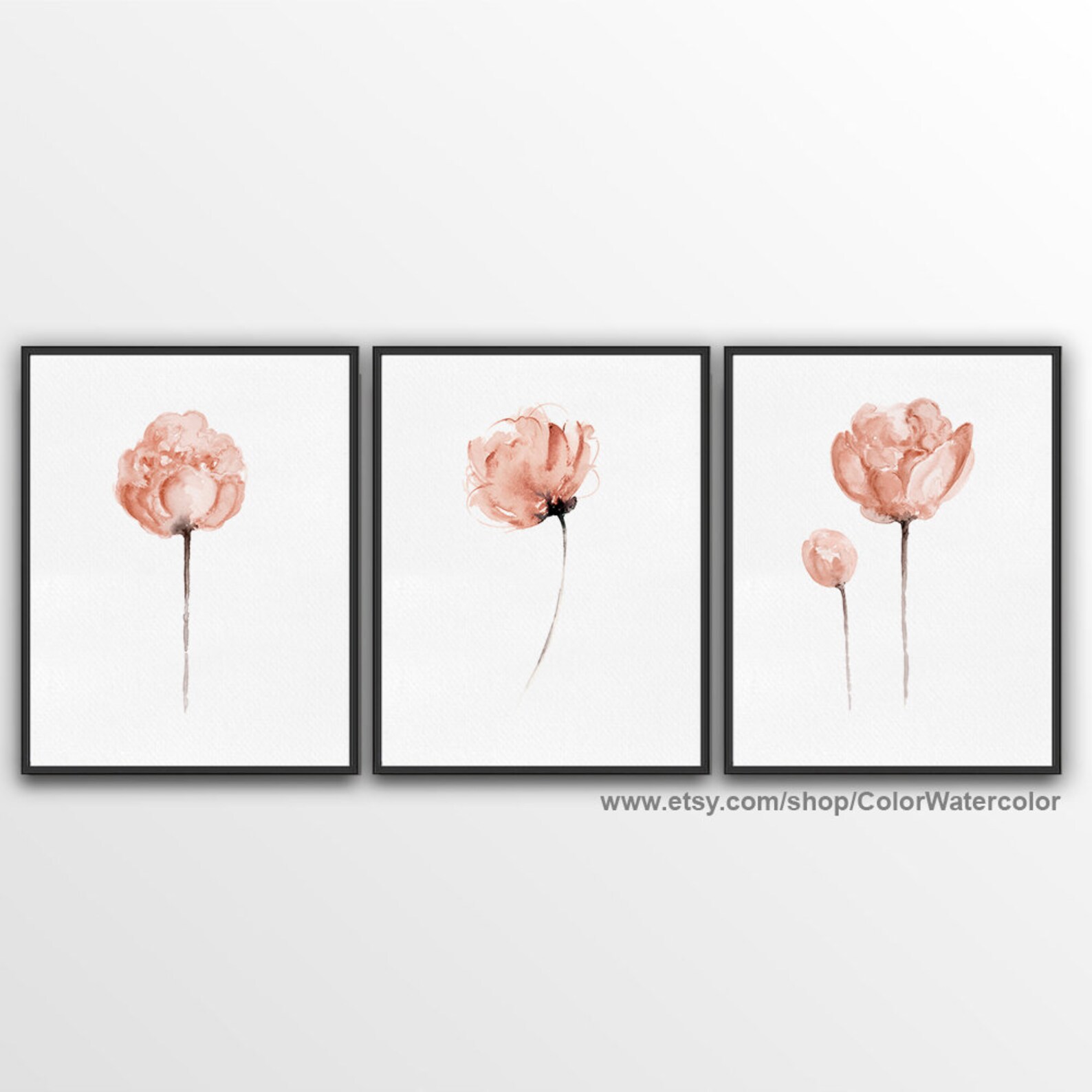 Peony Wall Art Peach Abstract Floral Painting Peony Etsy