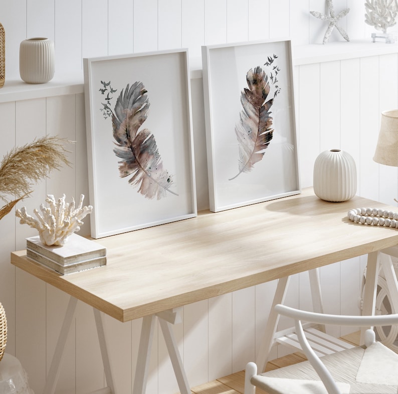 Feather Art Feather Wall Decor Feather Home Decor Birds of Etsy