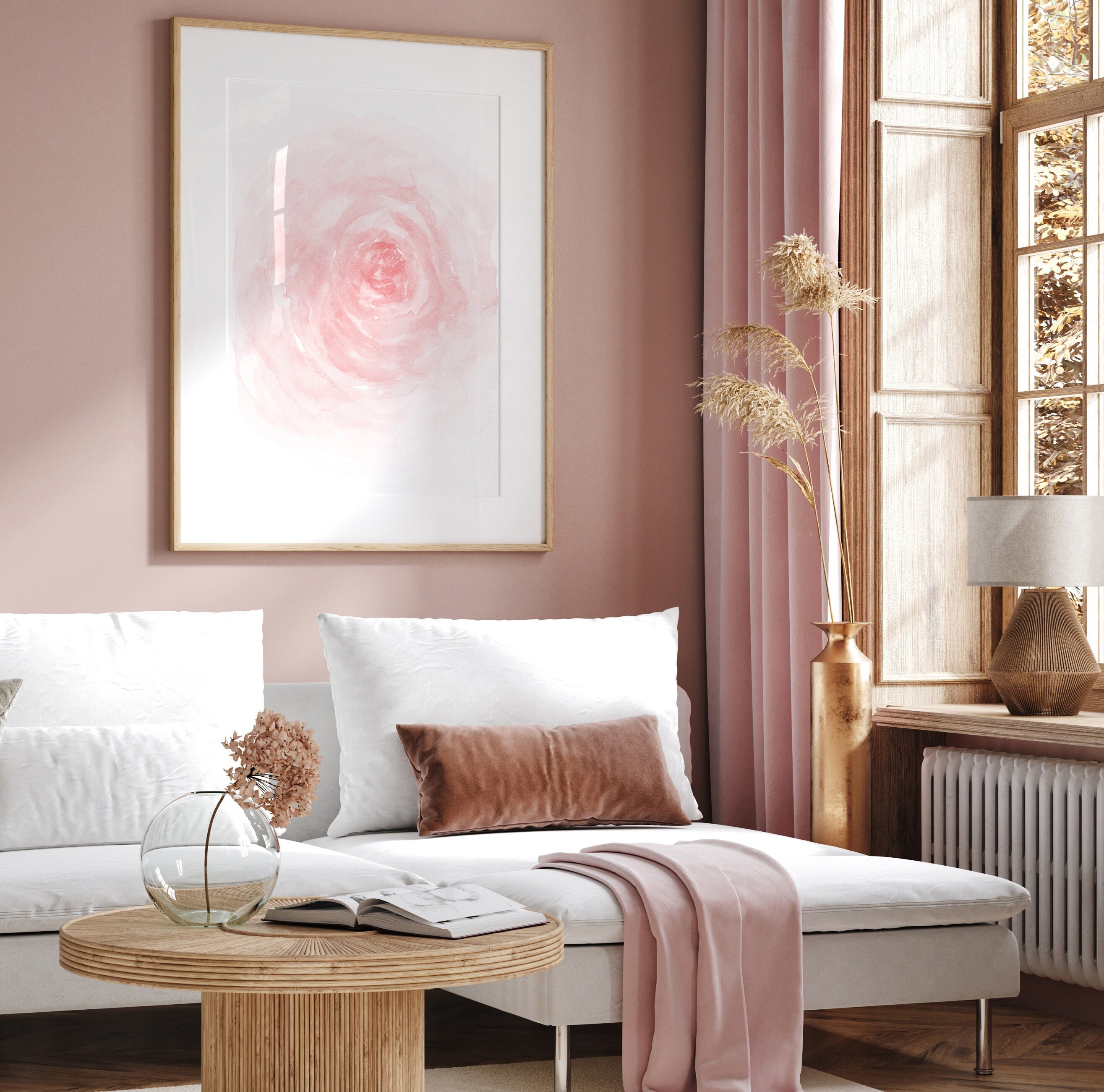 Rose Pink Flower Wall Art, Blush Pink Flower Art Print, Rose Nursery ...
