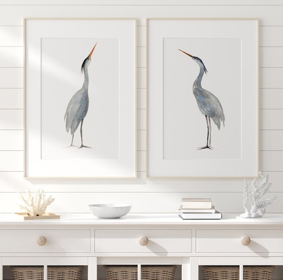 Extra Large Painting Heron Wall Art Heron Prints Heron Art Etsy