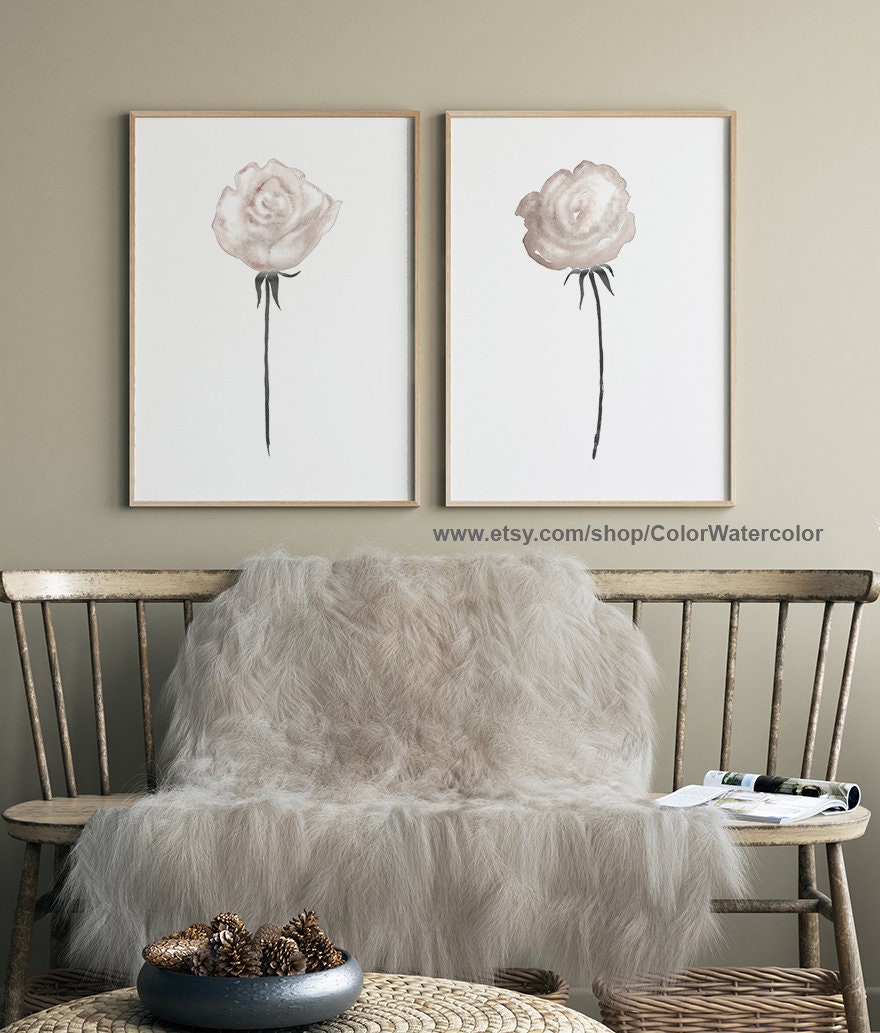 Rose Wall Decor Rose Flower White Rose Print Rose Botanical Etsy