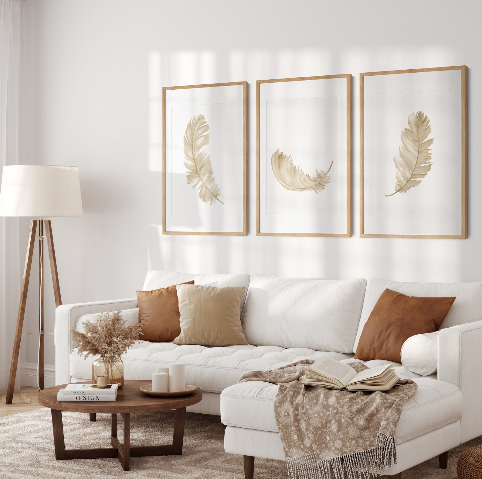 Gold Feather Wall Art Set of 2 Prints Feather Art Print Etsy