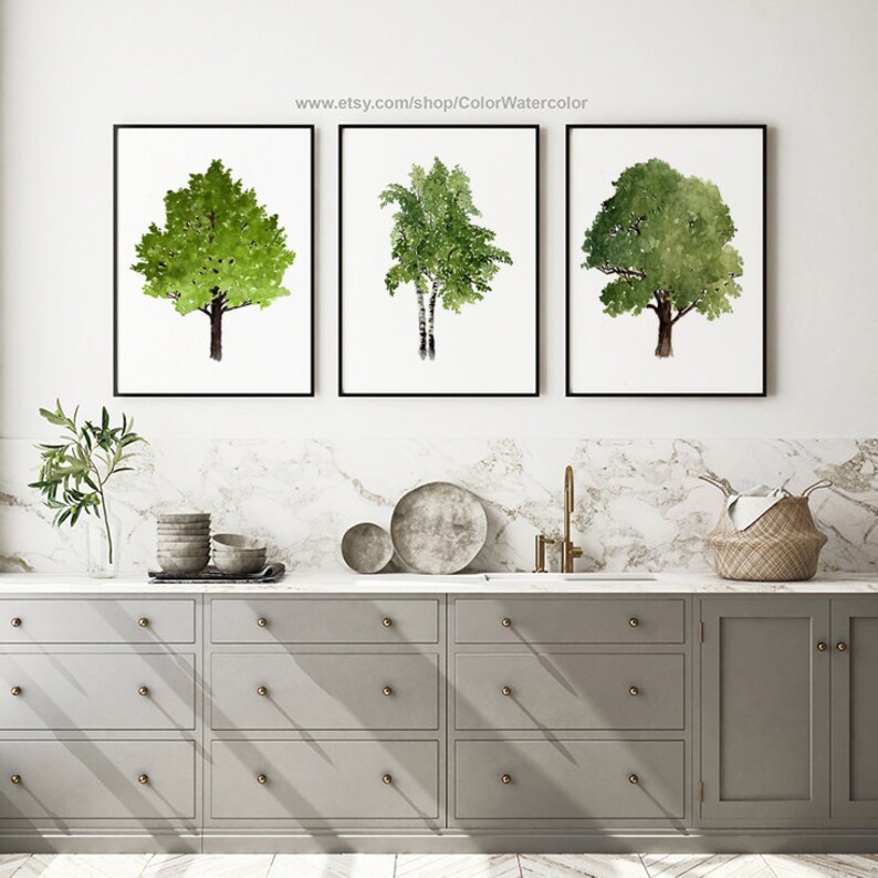 Tree Wall Decor Gallery Wall Set of 3 Trees Maple Tree Etsy