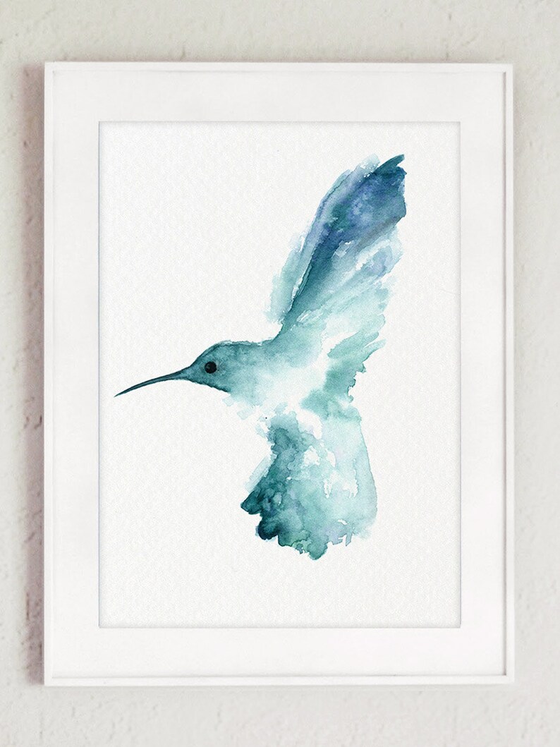 Download Hummingbird Set of 2 Teal Animal Art Print Blue Bird ...