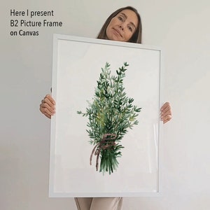 Herbs Bundle Thyme Basil Chive Set 3 Herb Art Prints Green Kitchen Wall ...