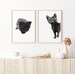 Black Cat Art, Black Cat Print, Abstract Cat Art, set of 2 Cats, Minimalist Poster Nursery Room Decor, Black Cat Painting, Cat Gifts 