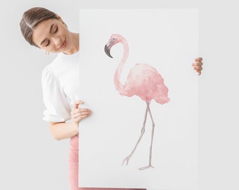 Pastel Flamingo Wall Art - Digital File - Girls Room Decor - Children Poster - Blush Pink Gift Idea - Birthday Party Print - Card Invitation