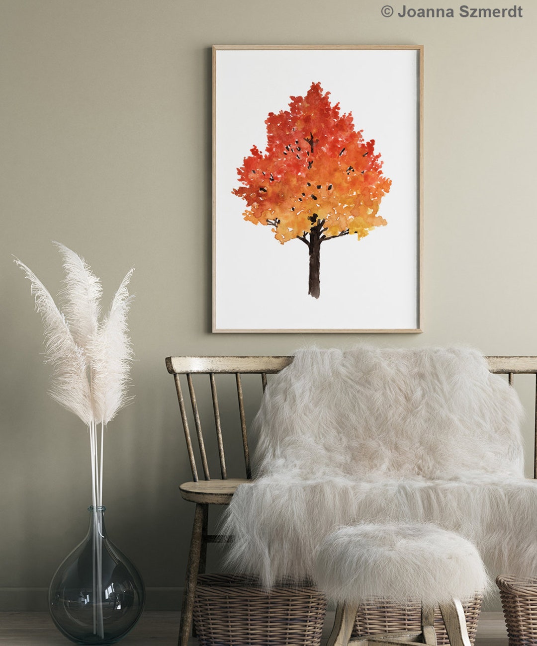 Maple Tree Wall Art Maple Art Print Red Maple Tree Fall Wall Etsy