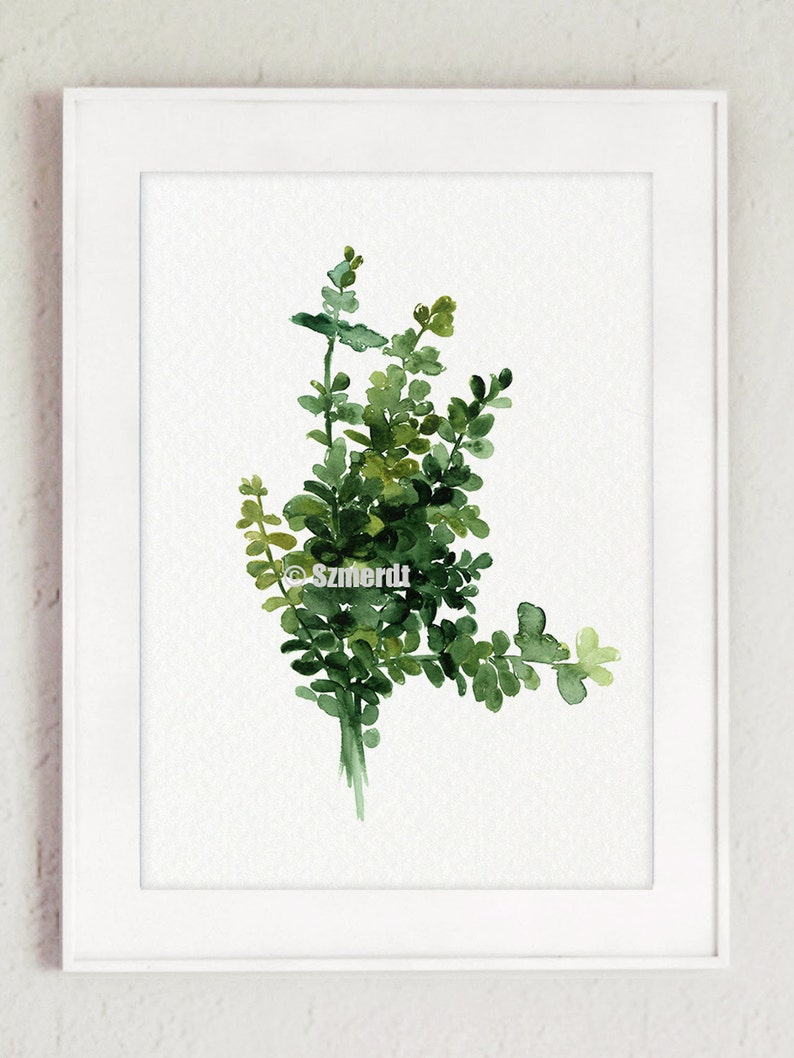 Thyme Wall Decor Herbs Art Print Watercolor Painting Etsy