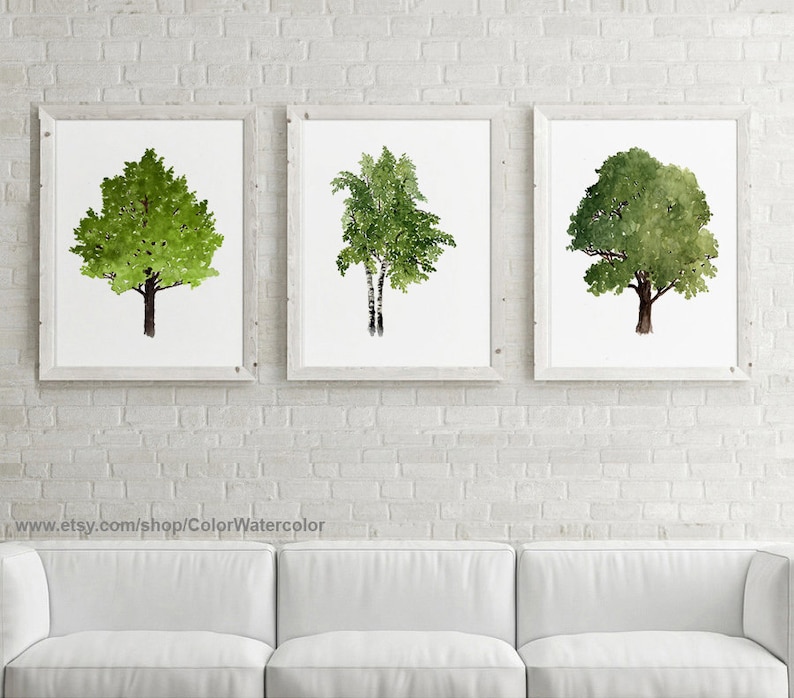 Tree Wall Decor Gallery Wall Set of 3 Trees Maple Tree Etsy