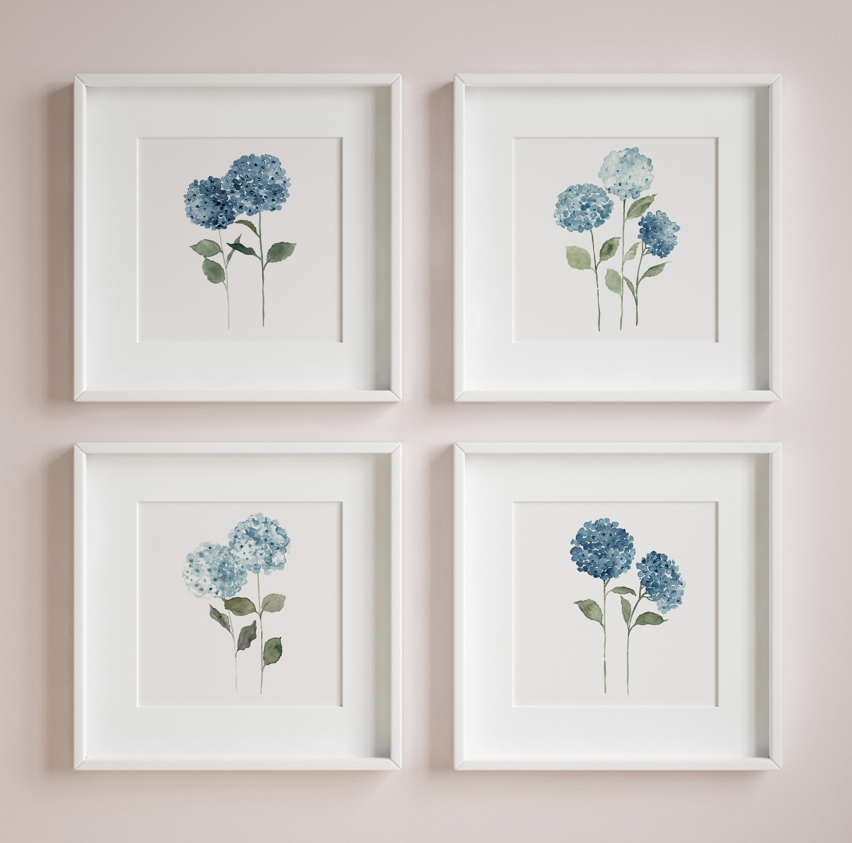 Blue Hydrangea Floral Watercolor Print, Hydrangea Wall Art Flower Wall ...
