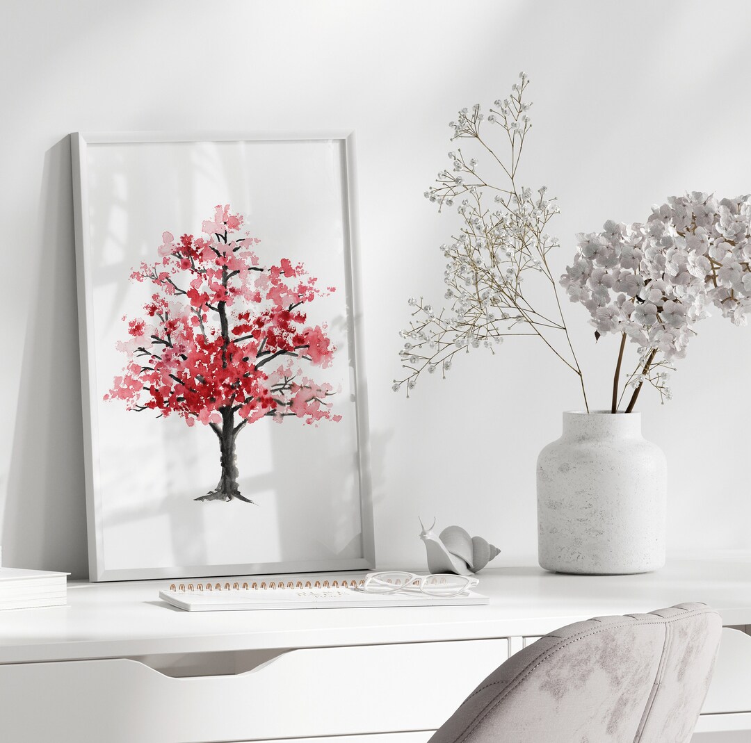 Cherry Blossom Tree Print Wall Art Floral Giclee Wall Art Etsy