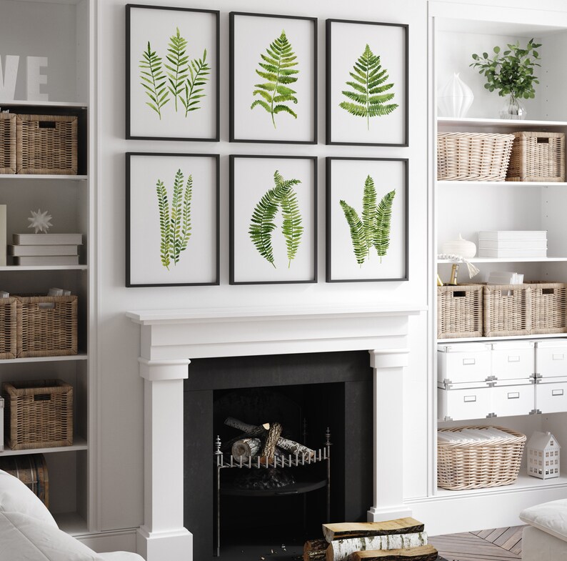 Fern Wall Art Watercolor Painting Green Leaf Wall Decor Etsy