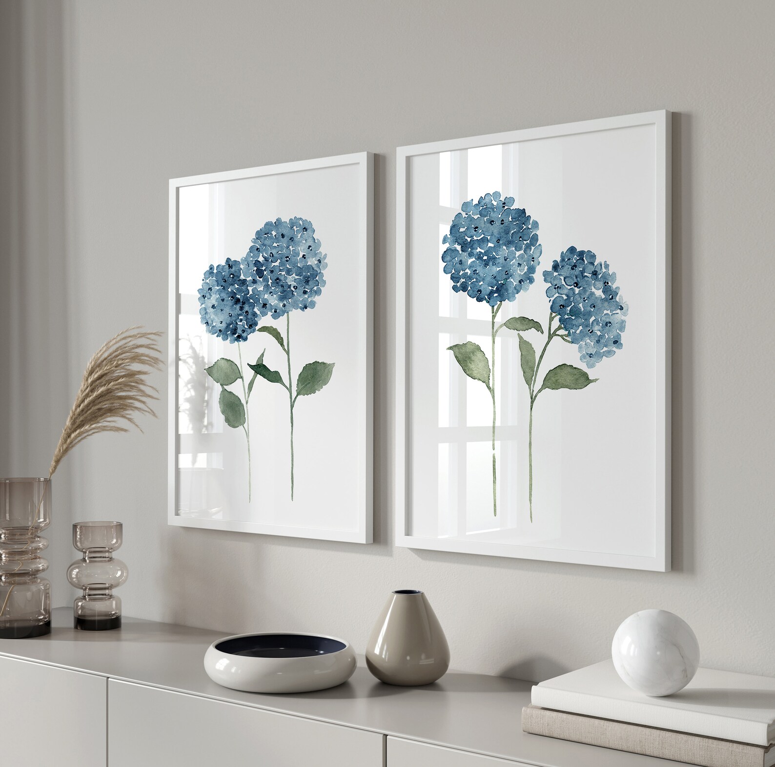 Hydrangea Wall Art Hydrangea Print Flower Set 2 Blue - Etsy