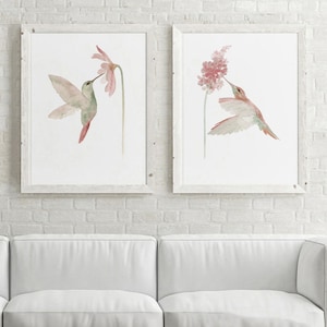 Hummingbird Wall Art - Bedroom Canvas Art Print - Hummingbird set of 2 - Personalized Gift for Her - Personalized Gift for Him