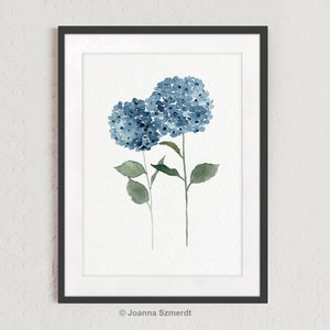 Blue Hydrangea Flower Wall Art Print