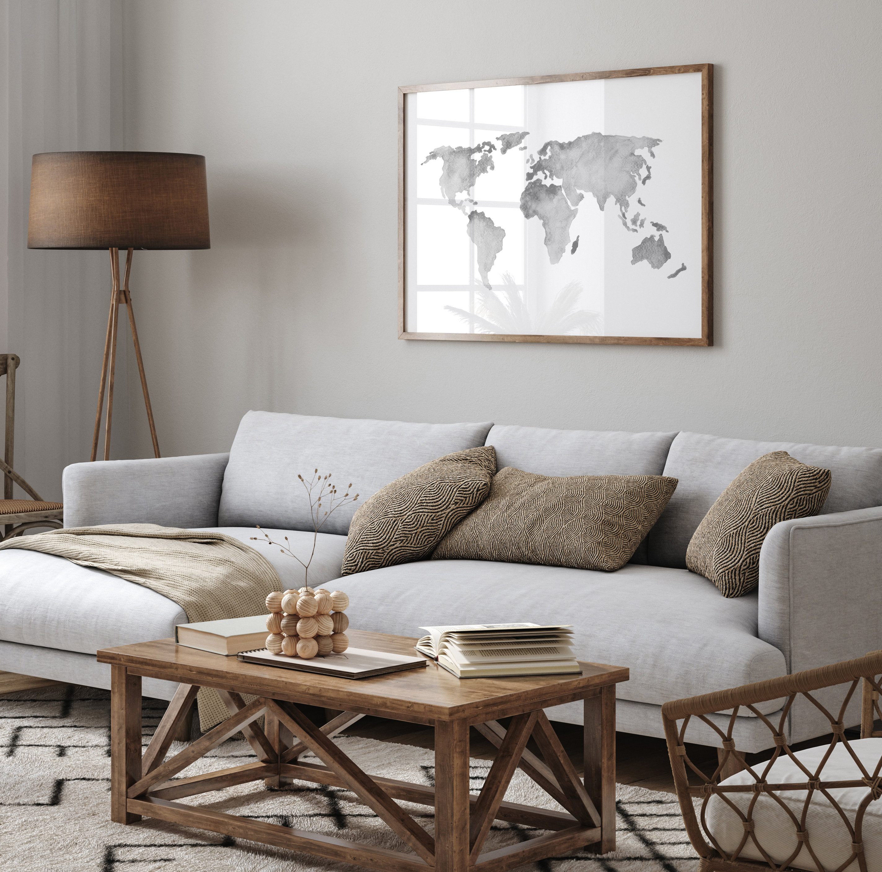 World Map Art, World Map Print, Gray Nursery Decor, Map Wall Decor ...