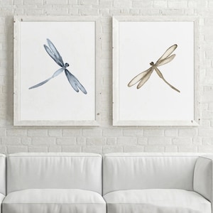 Dragonfly Wall Art, Dragonfly Art Print, Blue Dragonfly Prints, Dragonfly 2 Piece Wall Art, Dragonfly Wall Decor, Dragonfly Living Room