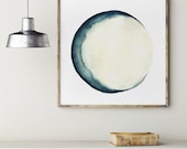 Mondphasen Druck Wand Kunst Blau Wanddekor, Abstrakt Vollmond Kunstdruck, New Crescent Luna Sonnensystem Astrologie Bild Wohnkultur