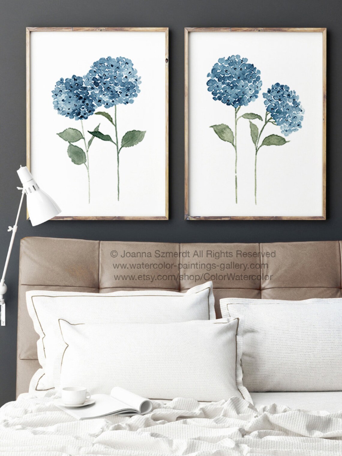 Hydrangea Wall Art Hydrangea Print Flower Set 2 Blue | Etsy