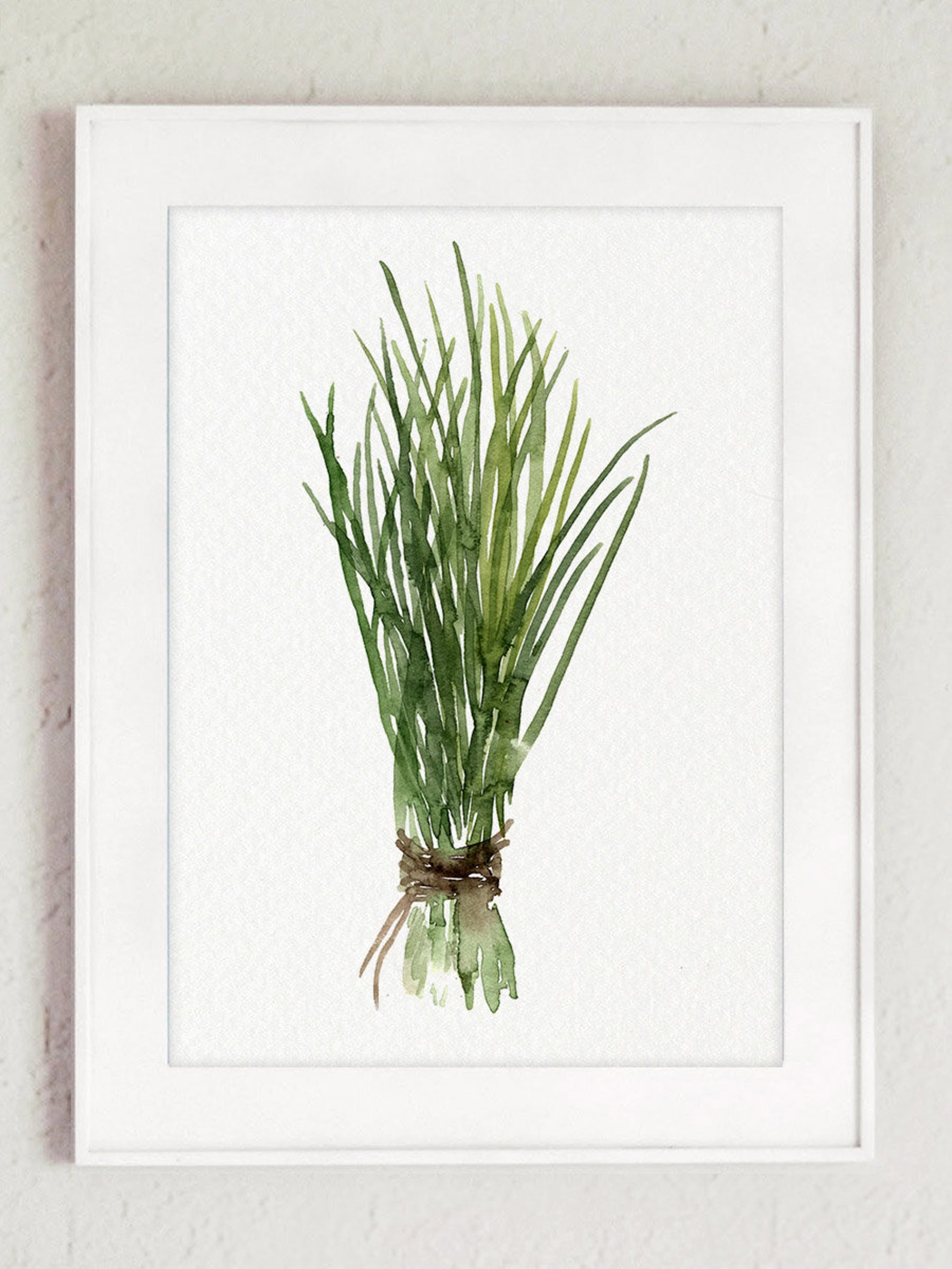 Basil Chive Herbs Bundle Greenery Herb Art Print Kitchen Wall | Etsy