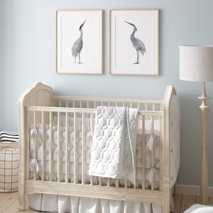 Extra Large Painting, Heron Wall Art, Heron Prints, Heron Art, Blue Heron Great Heron Print, Egret Print, Lake Bird Prints, set of 2 image 5