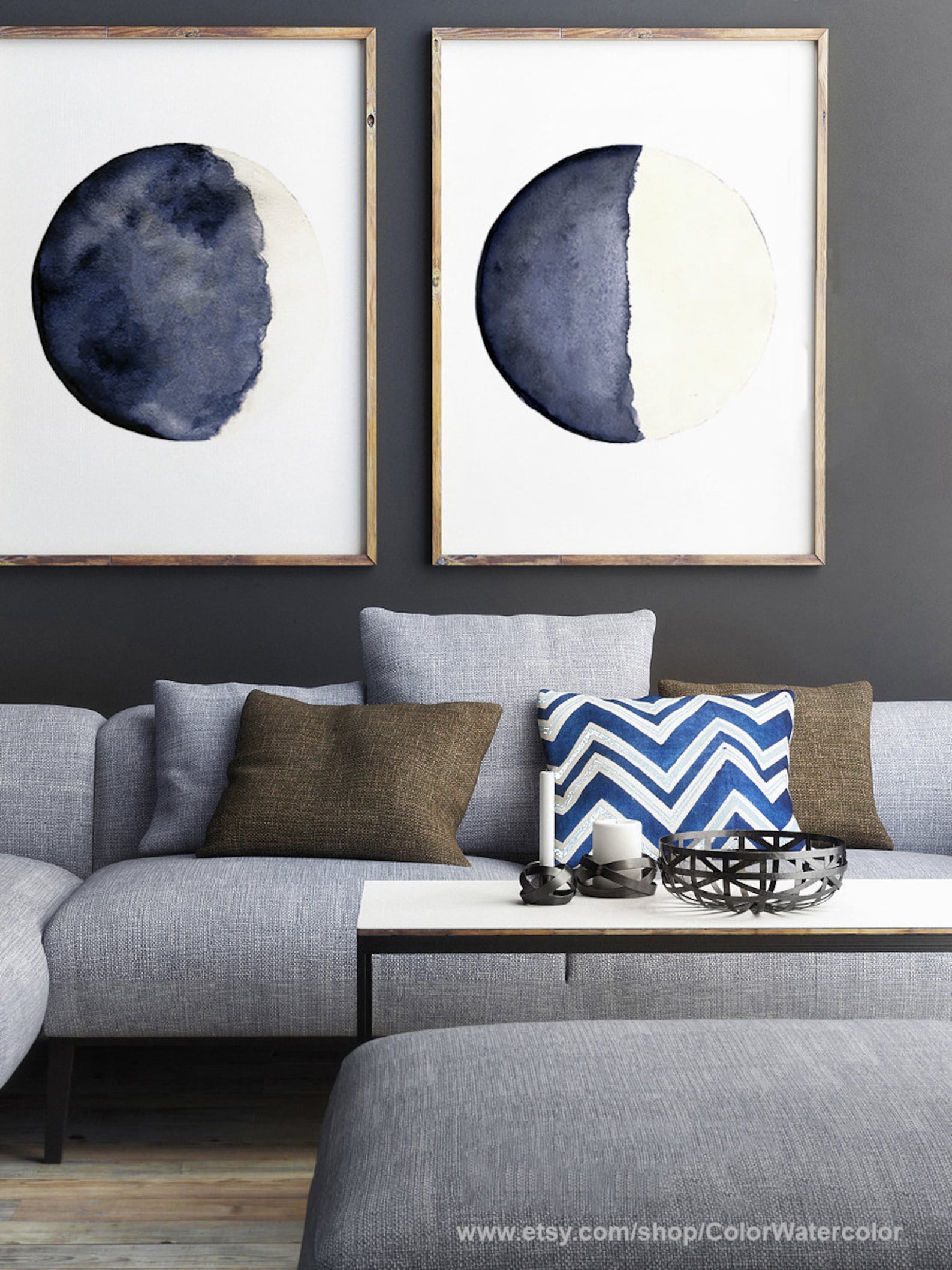 Moon Art Print Full Moon Wall Art Blue Moon Wall Art Moon Etsy