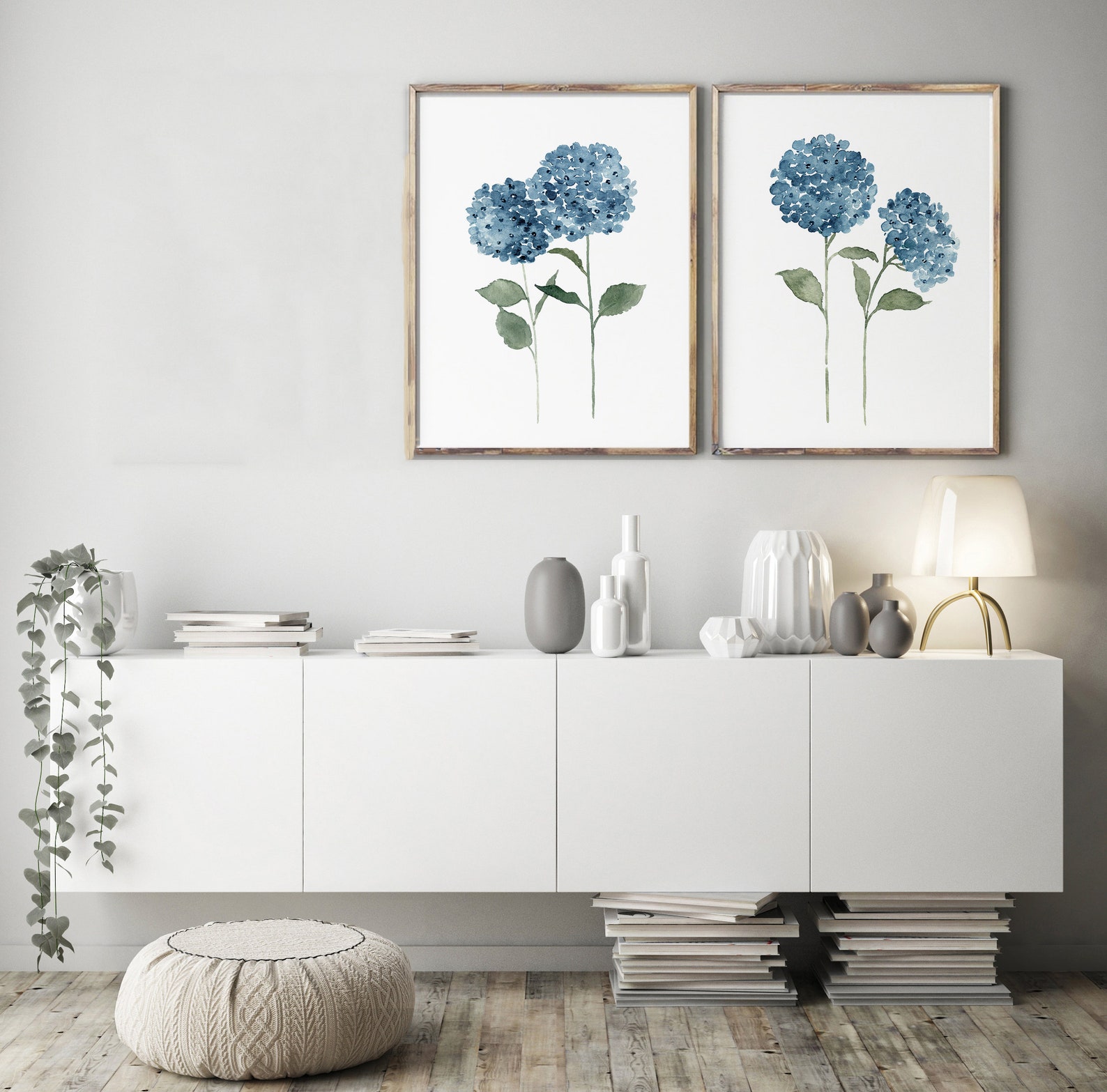 Hydrangea Wall Art Hydrangea Print Flower Set 2 Blue - Etsy