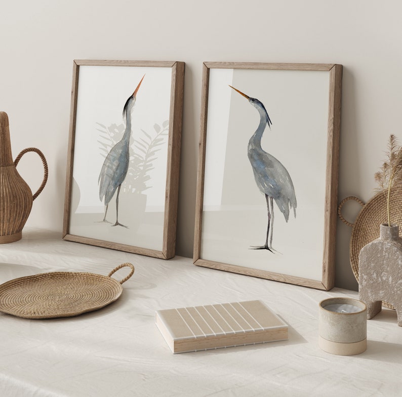 Extra Large Painting Heron Wall Art Heron Prints Heron Art Etsy