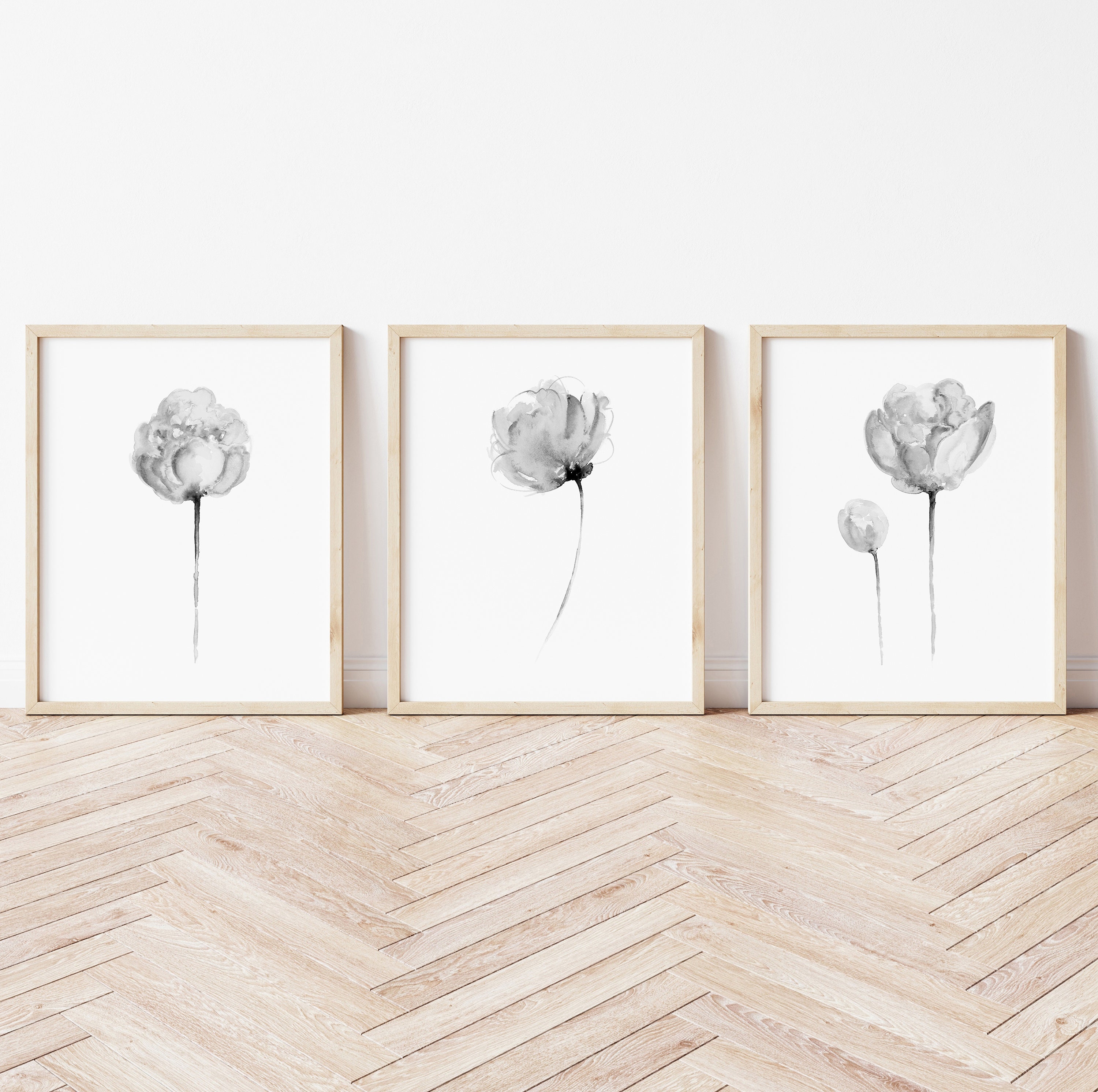 Watercolor Flower Wall Art, Peony Art Prints, Set of 3 Canvas Prints ...