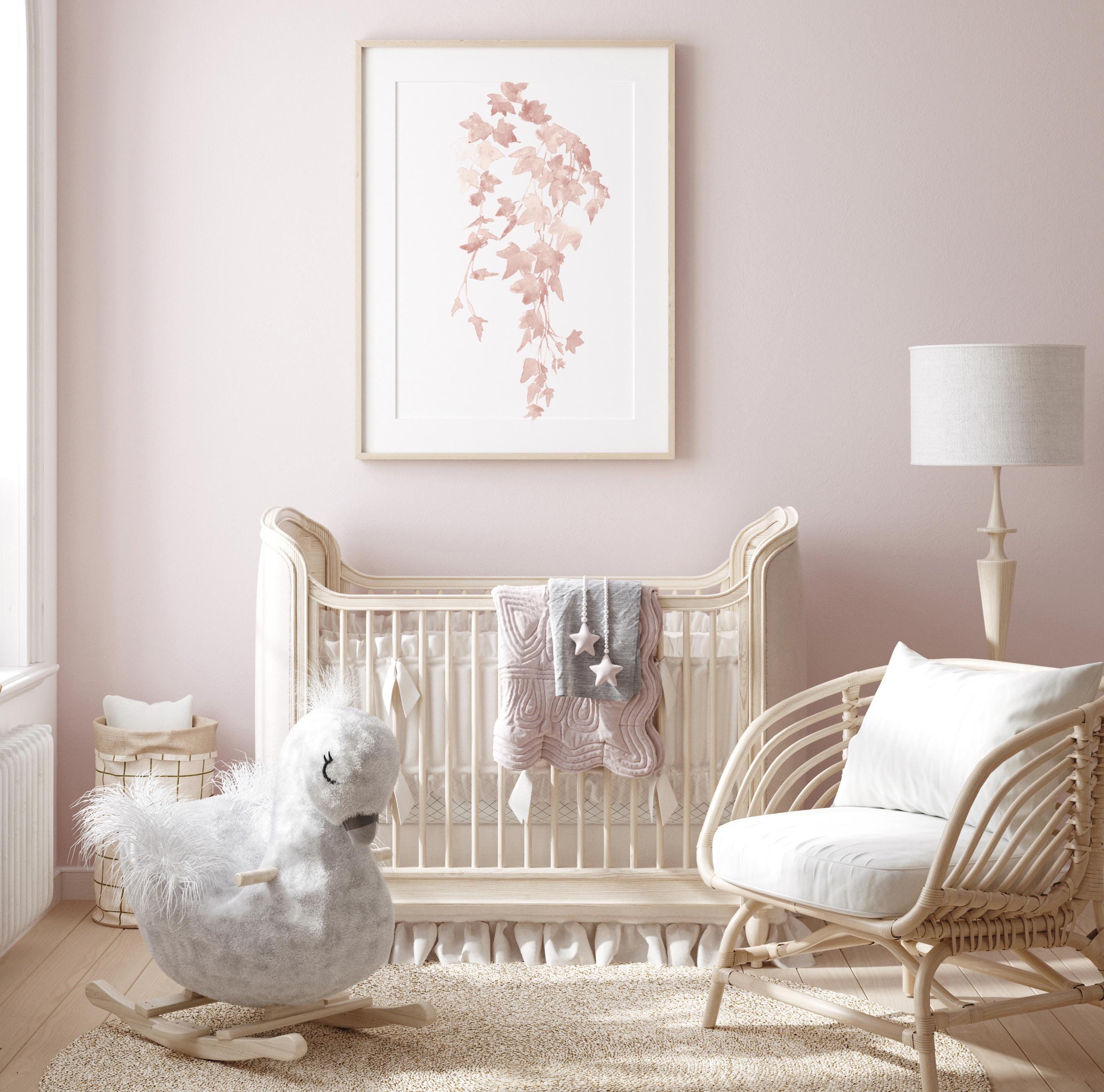 Blush Pink Watercolor Ivy Art Print: Minimalist Floral Nursery Decor - Etsy