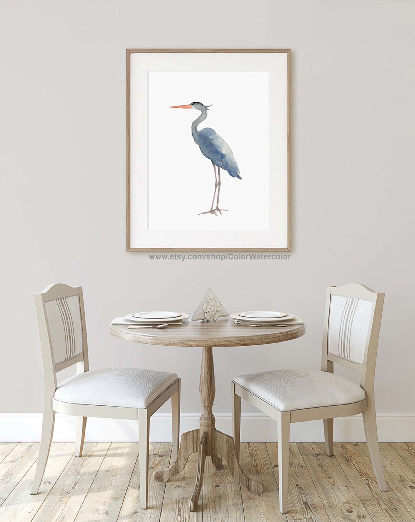 Heron Wall Decor Egret Home Decor Heron Painting Blue Heron Etsy