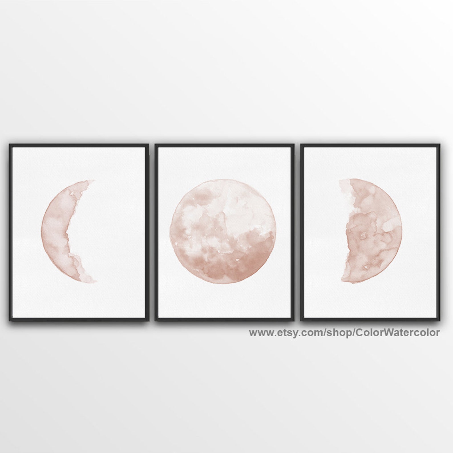 Moon Wall Art Moon Art Print Full Moon Poster Moon Wall Set Etsy