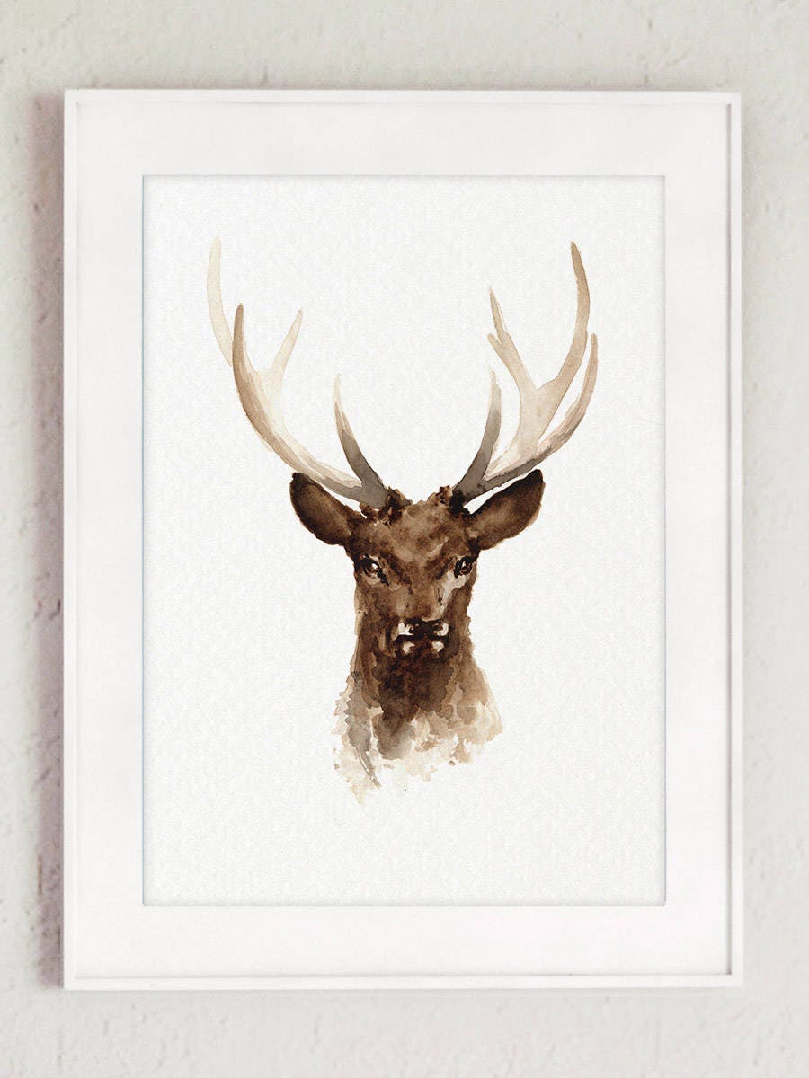Deer Art Print Deer Illustration Set of 2 Prints Deer Wall | Etsy