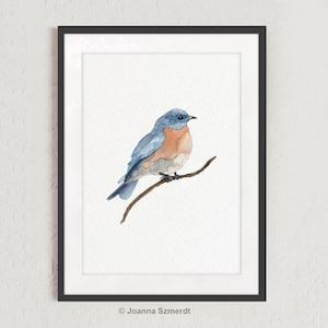 Uccello azzurro orientale, dipinto ad acquerello, poster di ghiandaia, arte murale per bambini, decorazione murale extra large, stampa artistica moderna su tela astratta per soggiorno