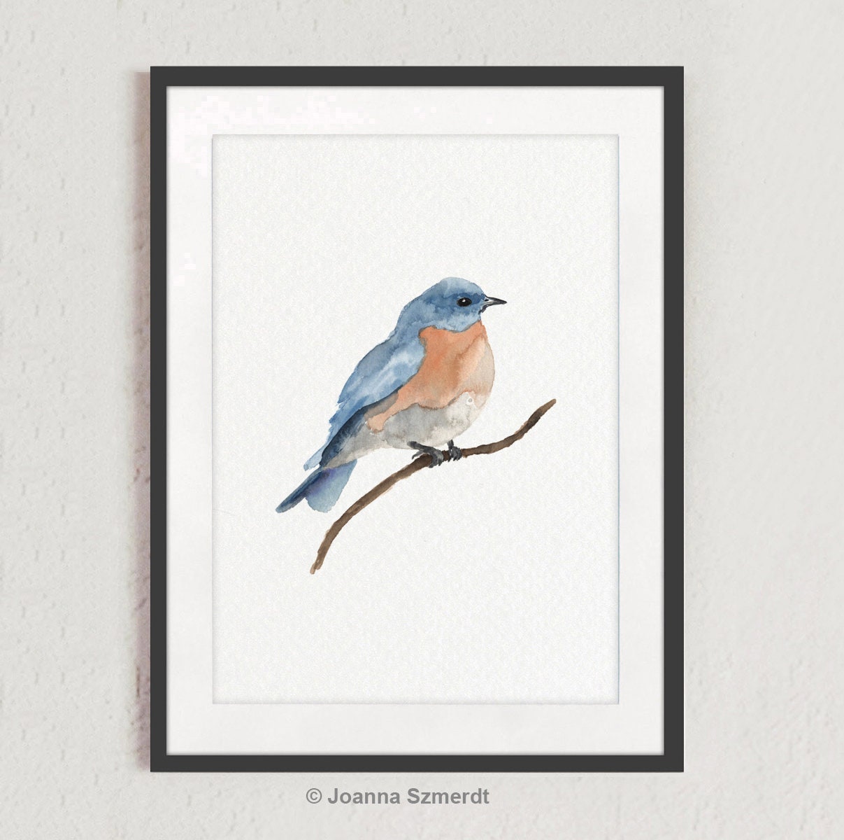 Eastern Blue Bird, Watercolor Painting, Jay Poster Nursery Wall Art, Extra Large Wall Decor, Living Room Abstract Canvas Modern Art Print