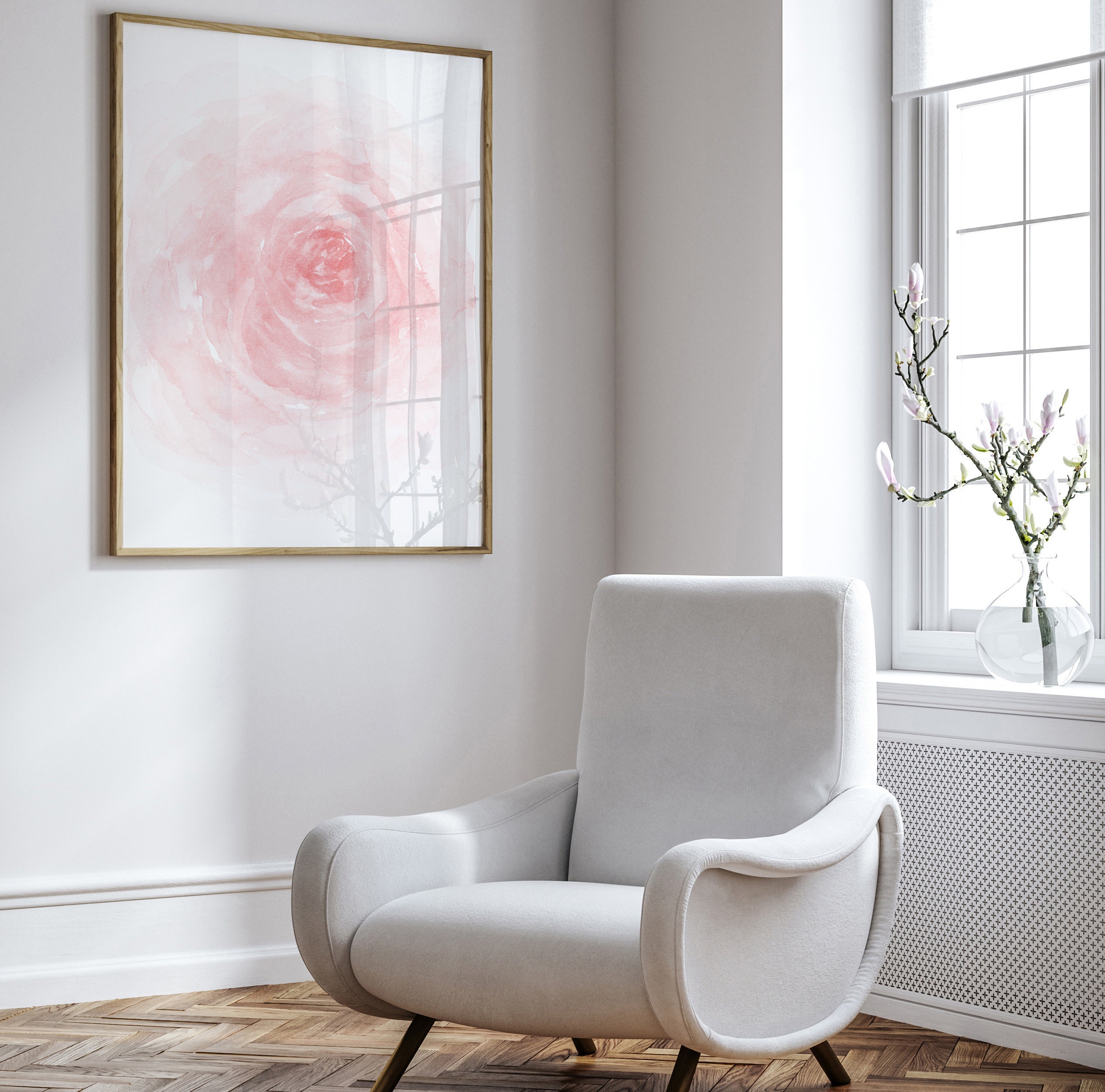 Rose Pink Flower Wall Art, Blush Pink Flower Art Print, Rose Nursery ...