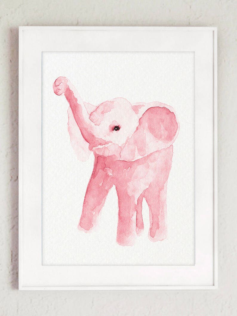 Canvas Blush Pink Elephant Watercolor set 3 Art Prints Nursery Etsy
