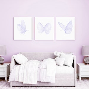 Set of 3 Purple Butterfly Print, Girls Bedroom Decor, Butterfly Art Print ,Butterflies Art, Butterfly Nursery Decor, Butterfly Wall Art