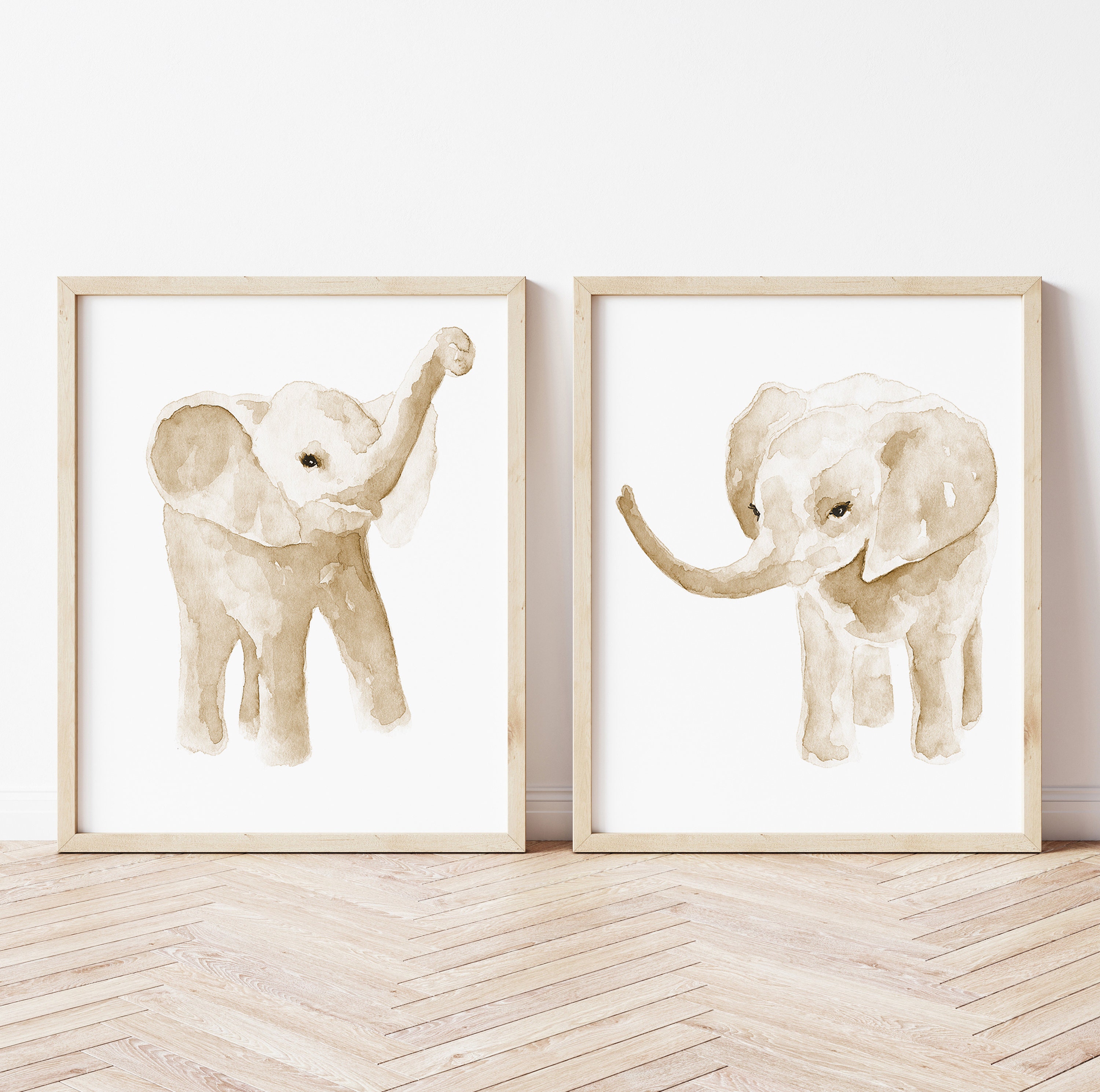 Impressions de décoration de chambre d'enfant, impression aquarelle bébé  éléphant, décoration murale pour chambre d'enfant, garçon et fille, fleur