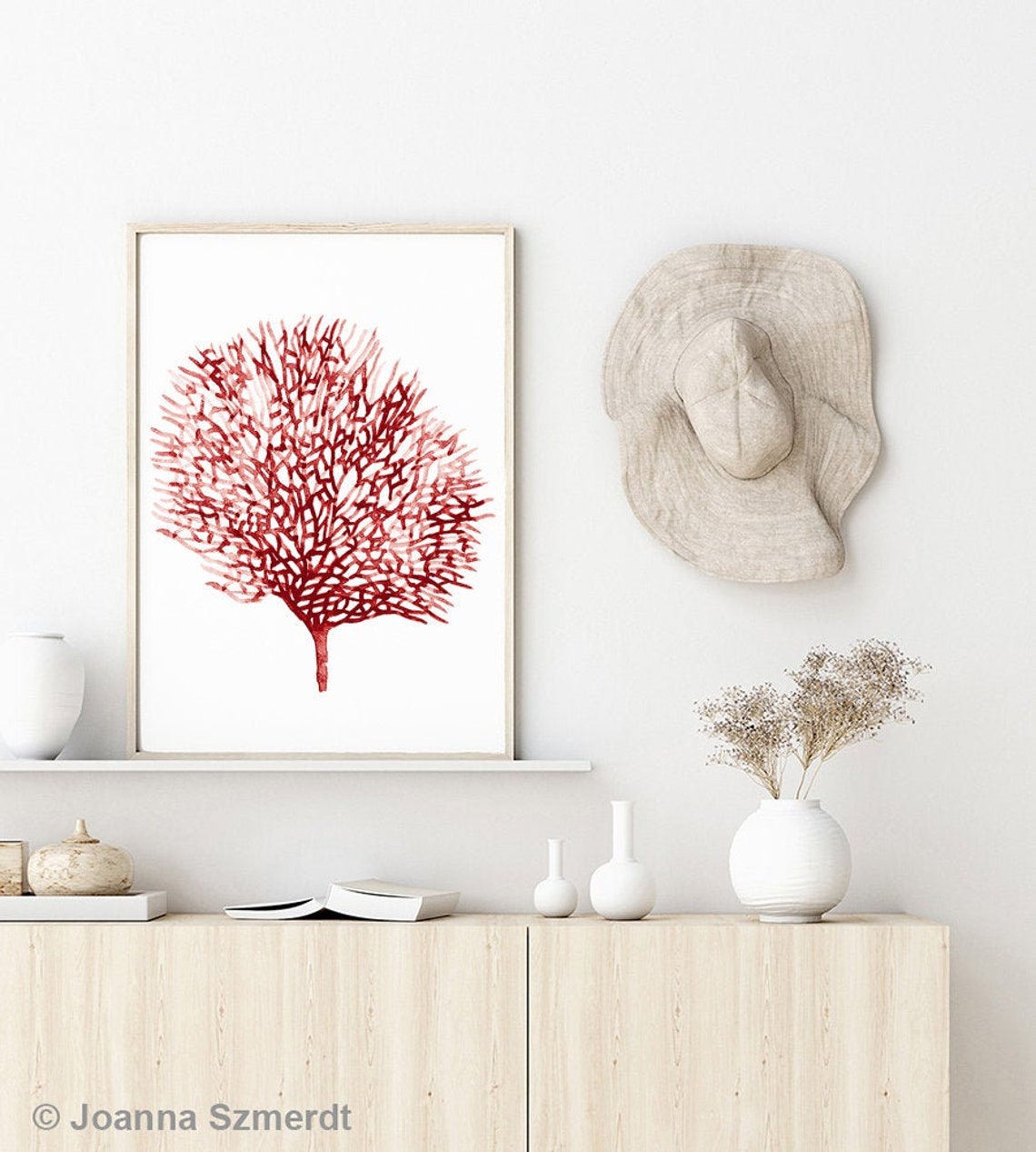 Coral Watercolor Red Coral Decor Coral Art Print Coral Etsy
