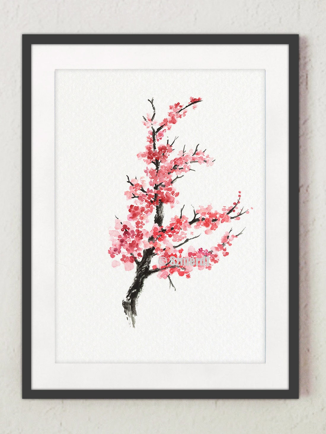Cherry Blossom Wall Art Cherry Blossom Print Pink Cherry Etsy