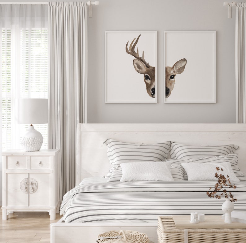 Master Bedroom Wall Deer and Buck set of 2 image 4