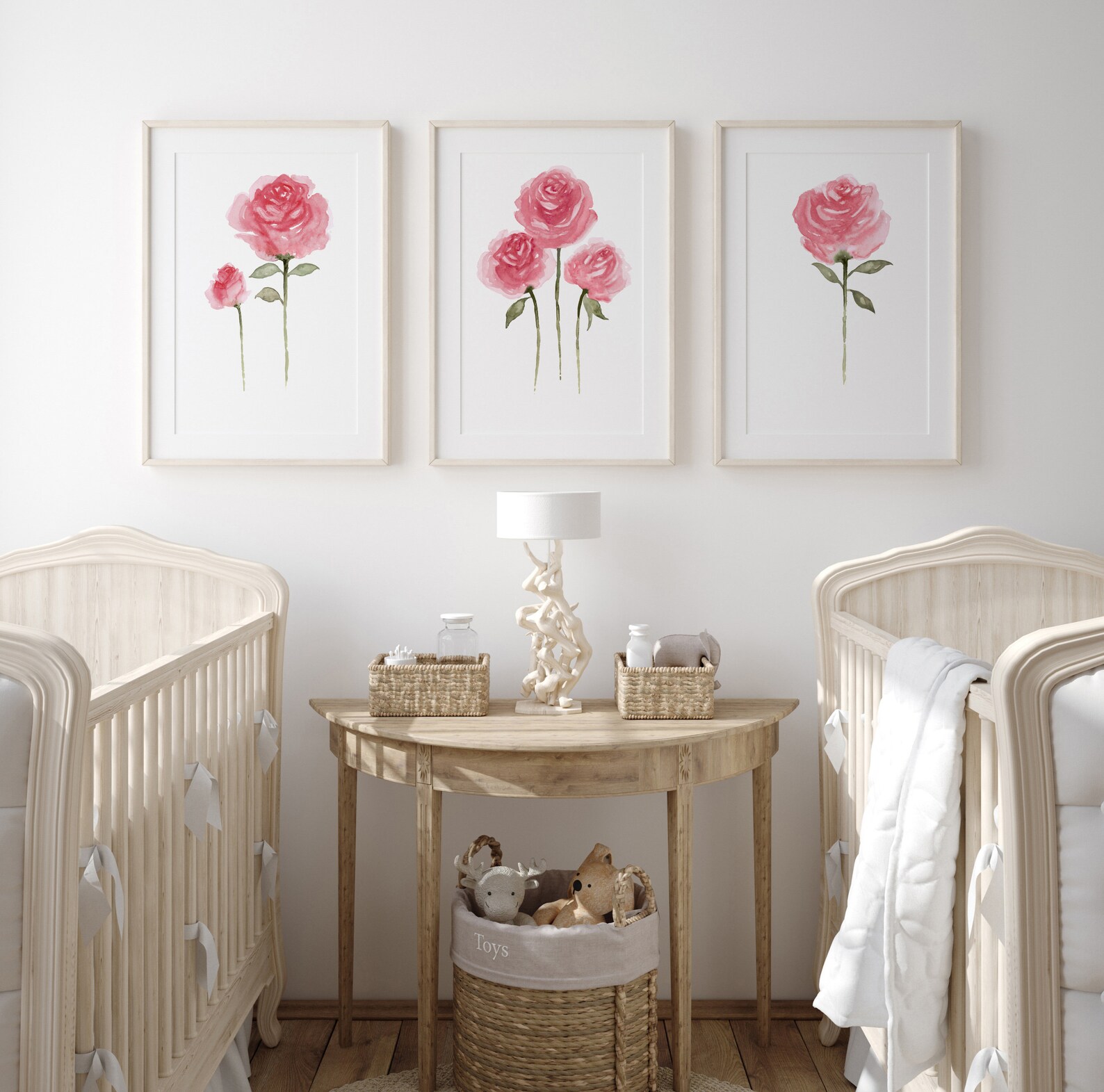 Baby Pink Rose Wall Art Set of 3 Flowers - Etsy