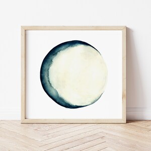 Moon Phases Print Wall Art Blue Wall Decor, Abstract Full Moon Art Print, New Crescent Luna Solar System Astrology Picture Home Decor image 3