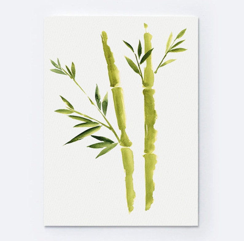 Bamboo Watercolor Painting Two Lucky Bamboo Stalks Love Bamboo Watercolor Painting Two Lucky Bamboo Stalks Love